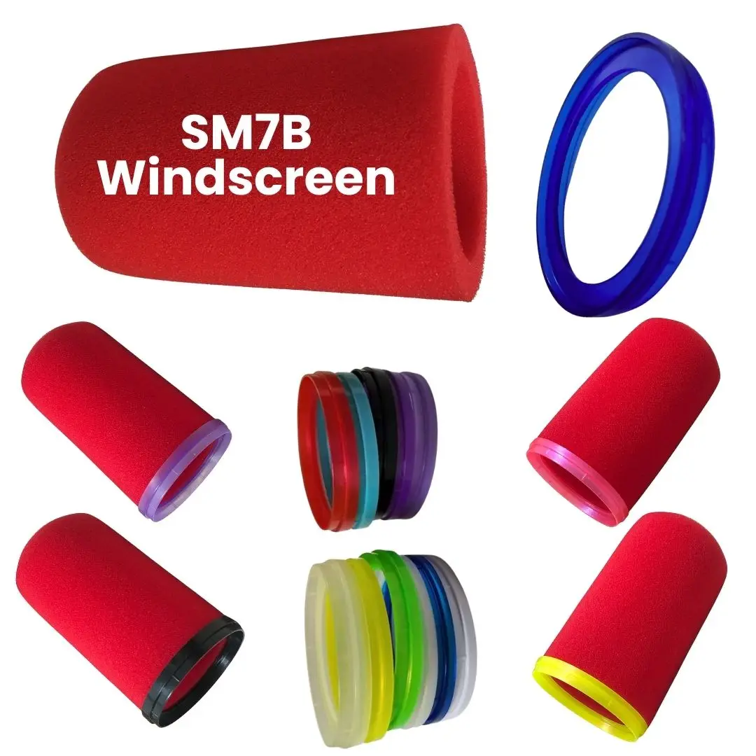 Shure Mic Mv7 - 赤色の防音フォームマイクカバー、固定リング付き、複数の色、Shure SM7B MV7 SM7dB ポッドキャストウィンドシールド対応
