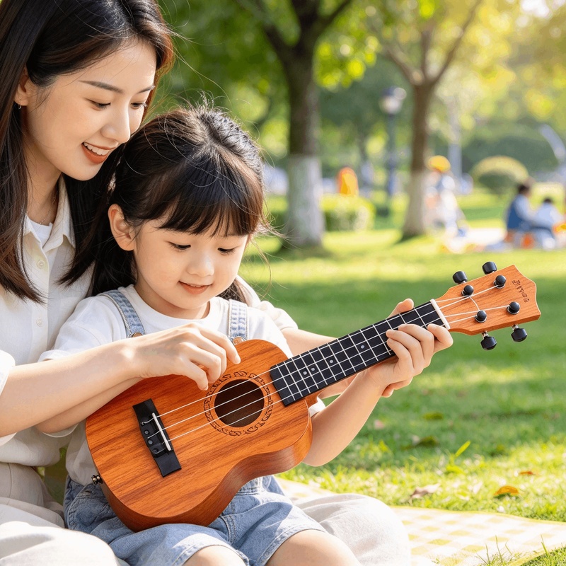 Musical Instrument Harmonium - 35cmの子供用ウクレレのおもちゃ。音楽を学びながら楽しく遊べる、幼児教育に最適な楽器。ピック付き。